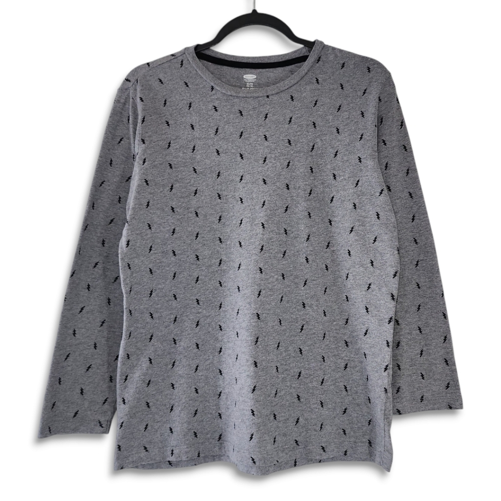 Old Navy Girls XL (14-16) Gray Lightning Bolt Print Crew Neck Sweater